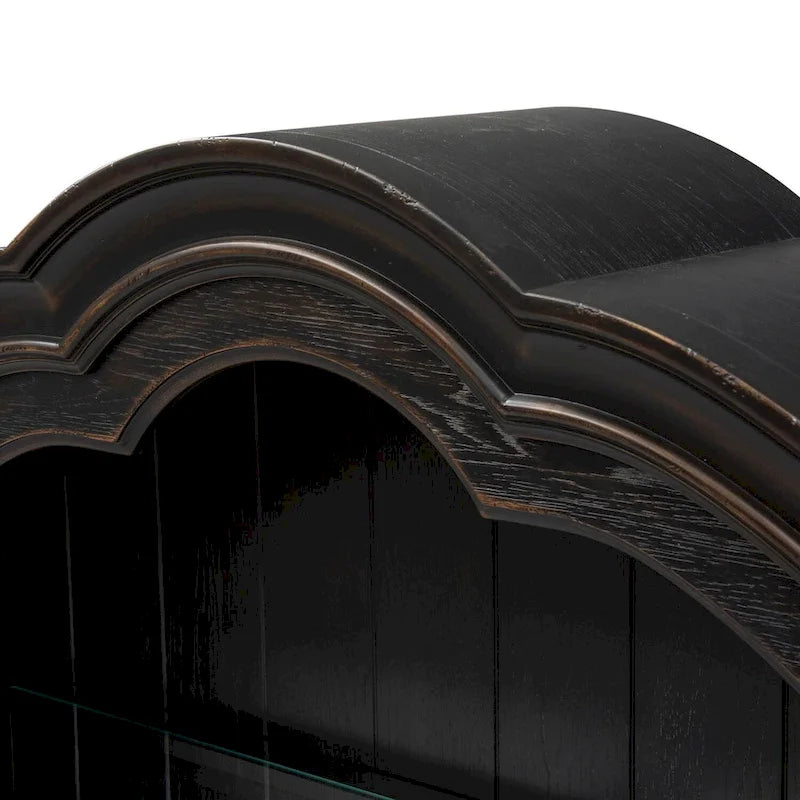 Chesapeake Wire Brushed Antique Black Credenza Hutch