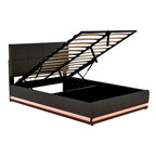Tufted Upholstered Platform Bed with Hydraulic Storage System,Queen Size PU Storage Bed with LED Lights and USB charger