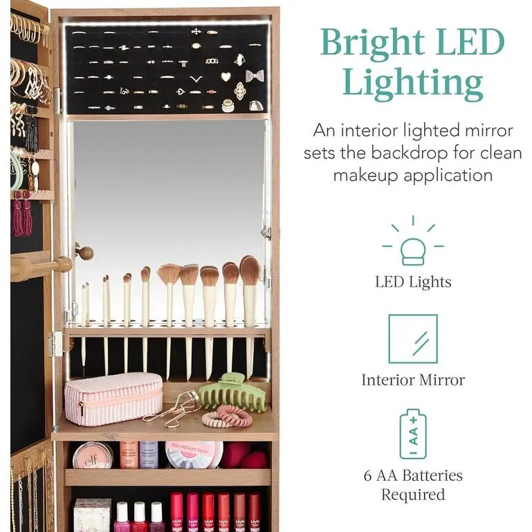 LED Mirror Jewelry Cabinet - 4.5D x 14.5W x 42.5H