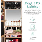 LED Mirror Jewelry Cabinet - 4.5D x 14.5W x 42.5H