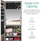LED Mirror Jewelry Cabinet - 4.5D x 14.5W x 42.5H