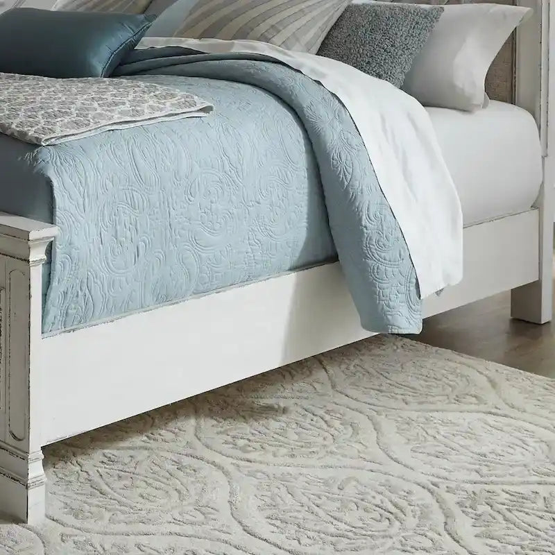 Magnolia Manor Antique White Weathered Bark California King Panel Bed