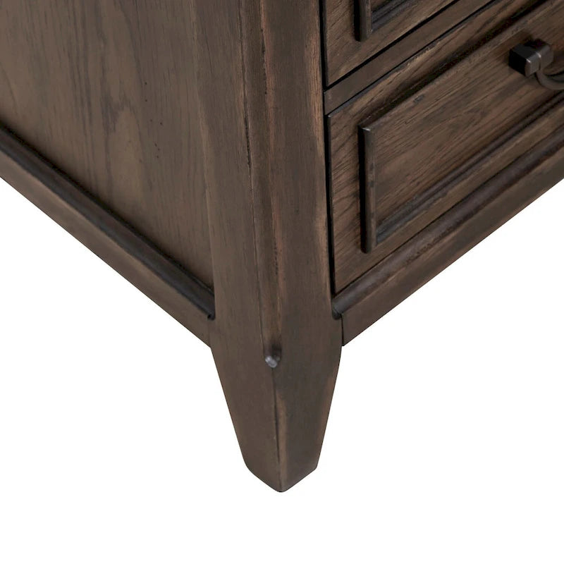 Paradise Valley Saddle Brown Nightstand with Charging Station