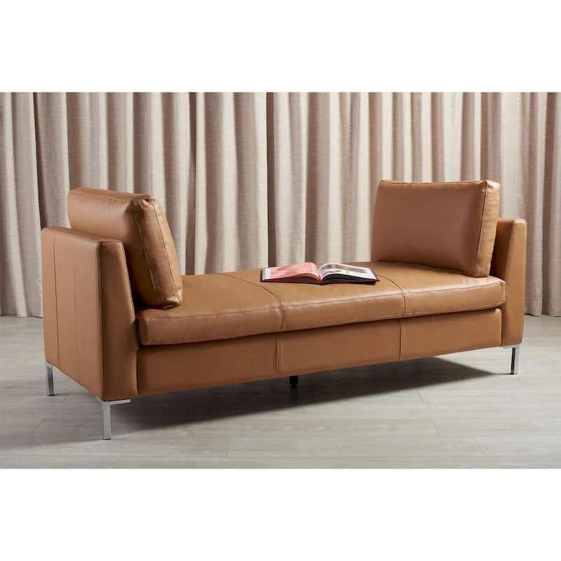 SAFAVIEH Couture Shirl Leather Bench - 81 In W x 32 In D x 34 In H - 81Wx32Dx34H