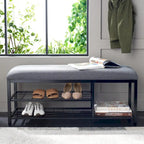 Yael Open Shelf Bench with Cushion - 42 W x 15 D x 18 H - 42Wx15Dx18H