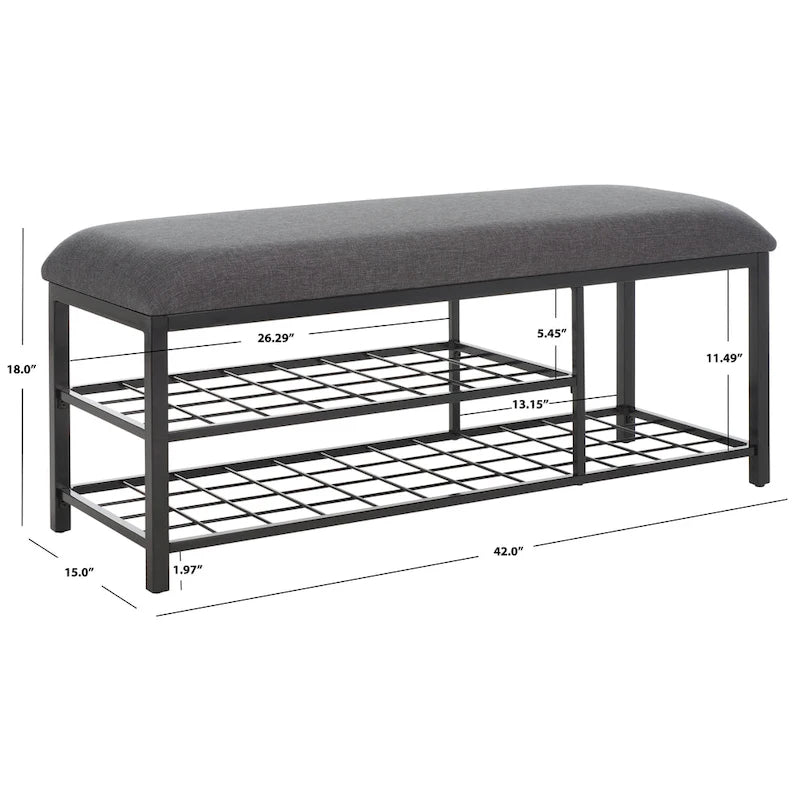 Yael Open Shelf Bench with Cushion - 42 W x 15 D x 18 H - 42Wx15Dx18H