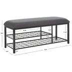 Yael Open Shelf Bench with Cushion - 42 W x 15 D x 18 H - 42Wx15Dx18H