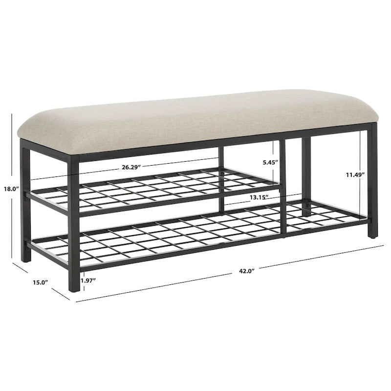 Yael Open Shelf Bench with Cushion - 42 W x 15 D x 18 H - 42Wx15Dx18H
