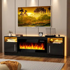 70 Fireplace TV Stand with 36 Electric Fireplace, TV Stand for TVs Up to 80, 16 Colors LED Lights/Entertainment Center