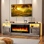 70 Fireplace TV Stand with 36 Electric Fireplace, TV Stand for TVs Up to 80, 16 Colors LED Lights/Entertainment Center