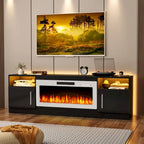 70 Fireplace TV Stand with 36 Electric Fireplace, TV Stand for TVs Up to 80, 16 Colors LED Lights/Entertainment Center