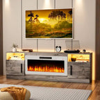 70 Fireplace TV Stand with 36 Electric Fireplace, TV Stand for TVs Up to 80, 16 Colors LED Lights/Entertainment Center