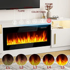 70 Fireplace TV Stand with 36 Electric Fireplace, TV Stand for TVs Up to 80, 16 Colors LED Lights/Entertainment Center