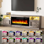 70 Fireplace TV Stand with 36 Electric Fireplace, TV Stand for TVs Up to 80, 16 Colors LED Lights/Entertainment Center