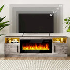 70 Fireplace TV Stand with 36 Electric Fireplace, TV Stand for TVs Up to 80, 16 Colors LED Lights/Entertainment Center