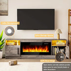 70 Fireplace TV Stand with 36 Electric Fireplace, TV Stand for TVs Up to 80, 16 Colors LED Lights/Entertainment Center