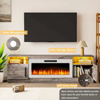 70 Fireplace TV Stand with 36 Electric Fireplace, TV Stand for TVs Up to 80, 16 Colors LED Lights/Entertainment Center