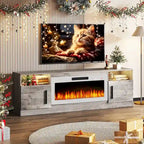 70 Fireplace TV Stand with 36 Electric Fireplace, TV Stand for TVs Up to 80, 16 Colors LED Lights/Entertainment Center