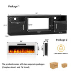 70 Fireplace TV Stand with 36 Electric Fireplace, TV Stand for TVs Up to 80, 16 Colors LED Lights/Entertainment Center
