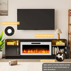 70 Fireplace TV Stand with 36 Electric Fireplace, TV Stand for TVs Up to 80, 16 Colors LED Lights/Entertainment Center