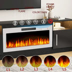 70 Fireplace TV Stand with 36 Electric Fireplace, TV Stand for TVs Up to 80, 16 Colors LED Lights/Entertainment Center