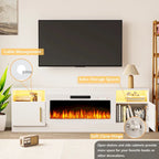 70 Fireplace TV Stand with 36 Electric Fireplace, TV Stand for TVs Up to 80, 16 Colors LED Lights/Entertainment Center