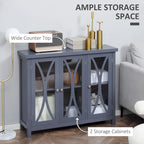 Modern Kitchen Sideboard, Buffet Cabinet with 2 Storage Cupboard, Glass Doors