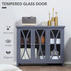 Modern Kitchen Sideboard, Buffet Cabinet with 2 Storage Cupboard, Glass Doors