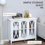 Modern Kitchen Sideboard, Buffet Cabinet with 2 Storage Cupboard, Glass Doors