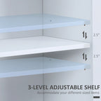 Modern Kitchen Sideboard, Buffet Cabinet with 2 Storage Cupboard, Glass Doors