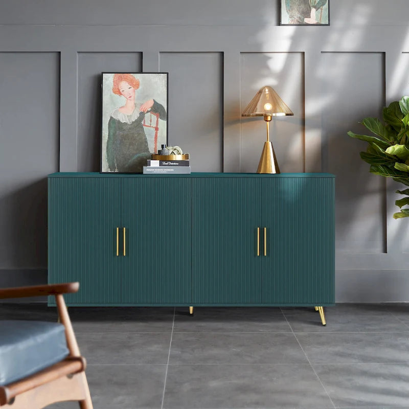 Wood TV Stand with Storage Cabinet & Adjustable Shelves - 15.70 x 60.00 x 32.30