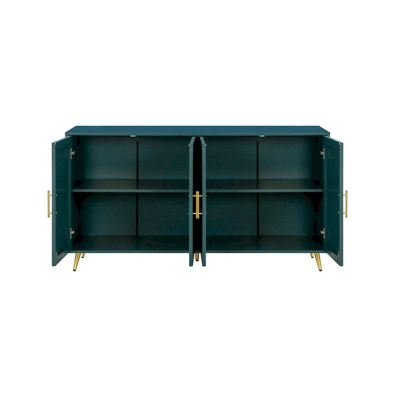 Wood TV Stand with Storage Cabinet & Adjustable Shelves - 15.70 x 60.00 x 32.30