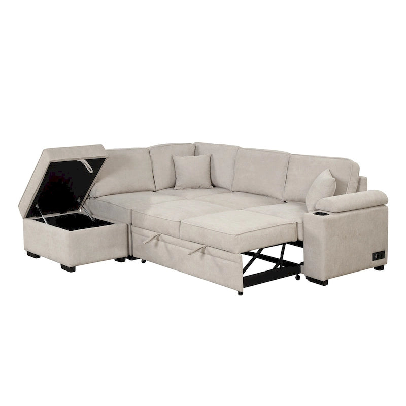 87.4 Sleeper Sofa Bed,2 in 1 Pull Out sofa bed L Shape Couch with Storage Ottoman for Living Room,Bedroom Couch and Small Apart