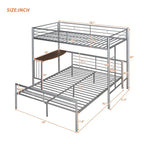 Twin Over Full Metal Bunk Bed with Desk, Ladder and Quality Slats for Bedroom, Metallic White_OLD SKU :LP000092AAK_