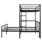 Twin Over Full Metal Bunk Bed with Desk, Ladder and Quality Slats for Bedroom, Metallic White_OLD SKU :LP000092AAK_