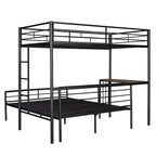 Twin Over Full Metal Bunk Bed with Desk, Ladder and Quality Slats for Bedroom, Metallic White_OLD SKU :LP000092AAK_