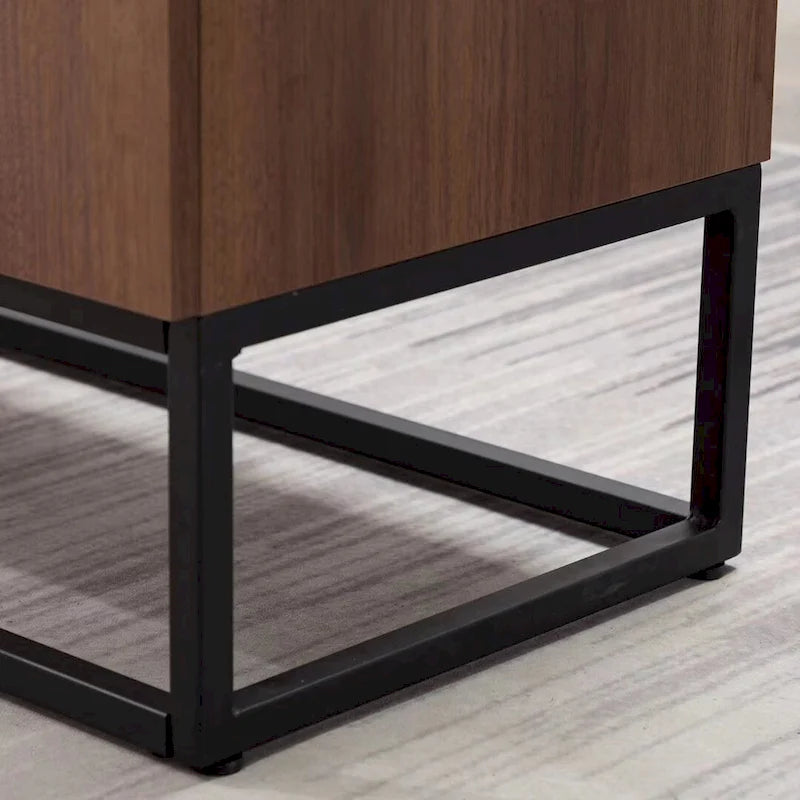 Faux Wood Sideboard with 3 Drawer Server Cabinet