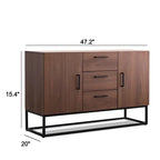 Faux Wood Sideboard with 3 Drawer Server Cabinet