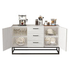 Faux Wood Sideboard with 3 Drawer Server Cabinet