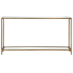 Metal and Tempered Glass Narrow Console Table