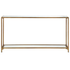 Metal and Tempered Glass Narrow Console Table