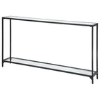 Metal and Tempered Glass Narrow Console Table