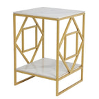 Sintered Stone End Coffee Table 2 Tier Side Table With Storage Shelf - 15.75x15.75x22.83 inch