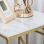 Sintered Stone End Coffee Table 2 Tier Side Table With Storage Shelf - 15.75x15.75x22.83 inch