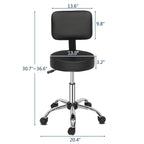 Drafting Chair Rolling Swivel Salon Stool with Back Support Foot Rest