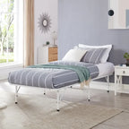 14 Foldable Metal Platform Bed Frame Mattress Foundation with Box Spring Replacement