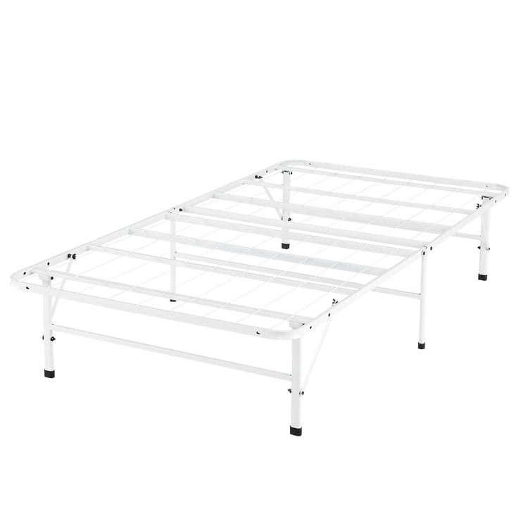 14 Foldable Metal Platform Bed Frame Mattress Foundation with Box Spring Replacement