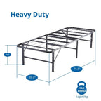 14 Foldable Metal Platform Bed Frame Mattress Foundation with Box Spring Replacement