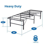 14 Foldable Metal Platform Bed Frame Mattress Foundation with Box Spring Replacement