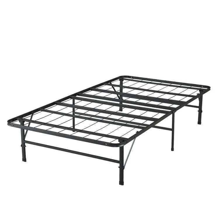 14 Foldable Metal Platform Bed Frame Mattress Foundation with Box Spring Replacement